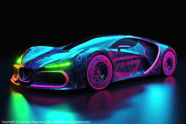 Futuristic luxury sports car neon colors created with generative Picture Board by Michael Piepgras