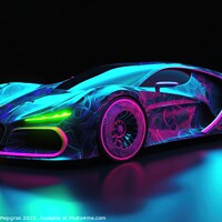 Buy canvas prints of Futuristic luxury sports car neon colors created with generative by Michael Piepgras