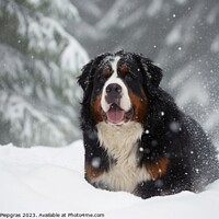 Buy canvas prints of Portrait of a cute bernese mountain dog created with generative  by Michael Piepgras