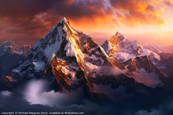 Mesmerizing mountains in beautiful warm light created with gener Picture Board by Michael Piepgras