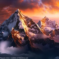 Buy canvas prints of Mesmerizing mountains in beautiful warm light created with gener by Michael Piepgras