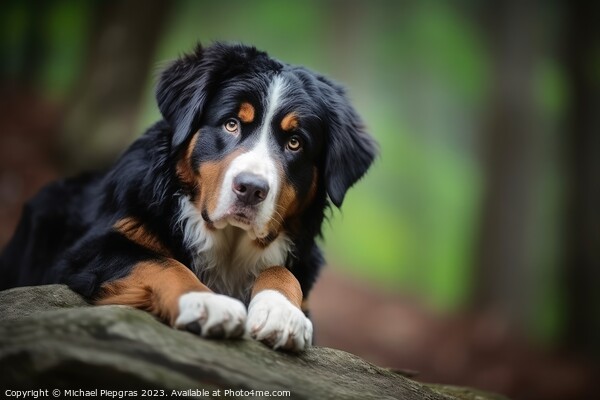 Portrait of a cute bernese mountain dog created with generative  Picture Board by Michael Piepgras