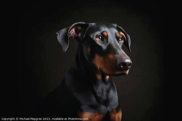 Portrait of a cute doberman dog created with generative AI techn Picture Board by Michael Piepgras