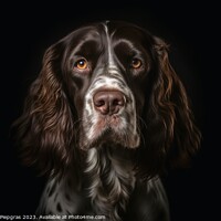 Buy canvas prints of Portrait of a cute english cocker spaniel dog created with gener by Michael Piepgras