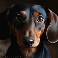 Buy canvas prints of Portrait of a cute sausage dog with brown eyes created with gene by Michael Piepgras