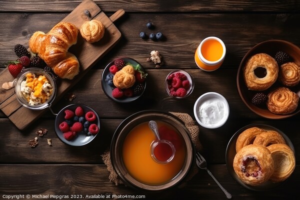 Top view of a tasty breakfast with copy space created with gener Picture Board by Michael Piepgras