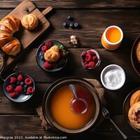 Buy canvas prints of Top view of a tasty breakfast with copy space created with gener by Michael Piepgras