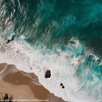 Buy canvas prints of Water waves at a tropical beach aerial top view created with gen by Michael Piepgras