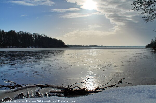 Beautiful winter shot at a lake and forest with snow and ice. Picture Board by Michael Piepgras