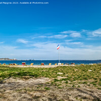 Buy canvas prints of Beach chairs on a sunny summer day on the beach at the Baltic Se by Michael Piepgras