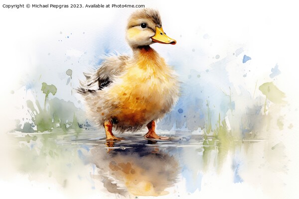 Watercolor painting of a duckling Picture Board by Michael Piepgras