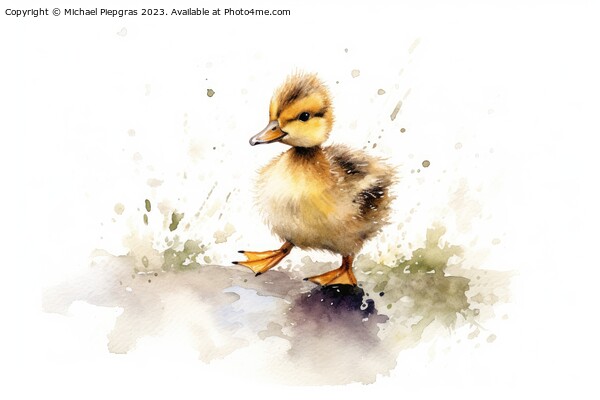 Watercolor painting of a duckling Picture Board by Michael Piepgras