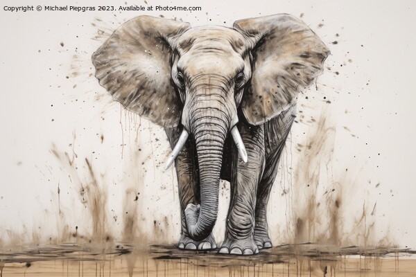 Watercolor painting of a big elephant on a white background. Picture Board by Michael Piepgras