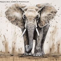 Buy canvas prints of Watercolor painting of a big elephant on a white background. by Michael Piepgras