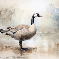 Buy canvas prints of Watercolor painting of a goose on a white background. by Michael Piepgras