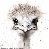 Buy canvas prints of Watercolor painting of an ostrich on a white background. by Michael Piepgras