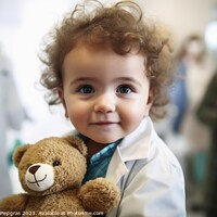 Buy canvas prints of A child at the doctors treatment created with generative AI tech by Michael Piepgras