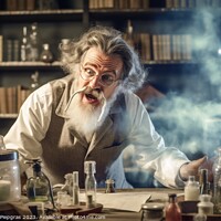 Buy canvas prints of A crazy physicist at work in his laboratory created with generat by Michael Piepgras