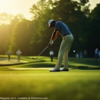 Buy canvas prints of A golf player on the green created with generative AI technology by Michael Piepgras