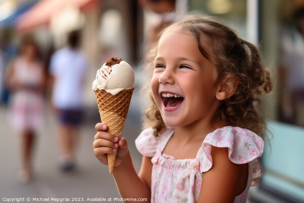 A happy child with ice cream created with generative AI technolo Picture Board by Michael Piepgras