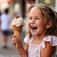 Buy canvas prints of A happy child with ice cream created with generative AI technolo by Michael Piepgras