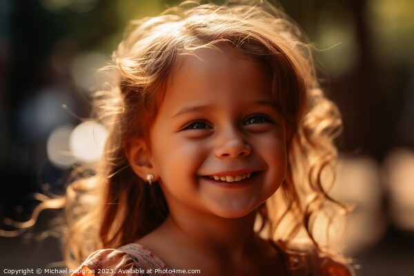 A portrait of happy smiling girl on a sunny day created with gen Picture Board by Michael Piepgras