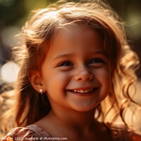 Buy canvas prints of A portrait of happy smiling girl on a sunny day created with gen by Michael Piepgras