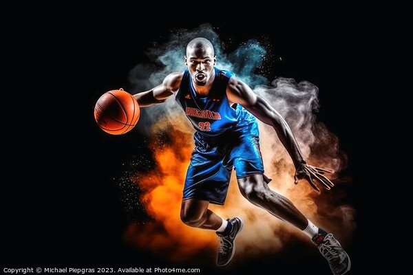 A professional basketball player in an action shot created with  Picture Board by Michael Piepgras