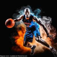 Buy canvas prints of A professional basketball player in an action shot created with  by Michael Piepgras