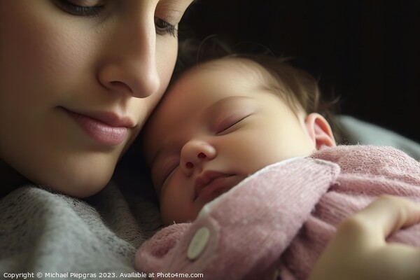 A sleeping baby and her mother created with generative AI techno Picture Board by Michael Piepgras
