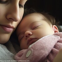 Buy canvas prints of A sleeping baby and her mother created with generative AI techno by Michael Piepgras