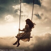 Buy canvas prints of A woman on a swing that swings in the sky created with generativ by Michael Piepgras