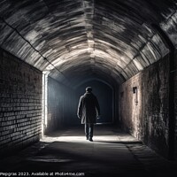 Buy canvas prints of Back view of a lonely person in a tunnel  created with generativ by Michael Piepgras