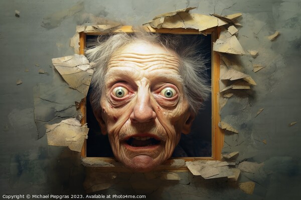 Deeply unsettling surrealist horror portrait created with genera Picture Board by Michael Piepgras