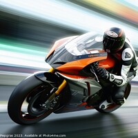 Buy canvas prints of High speed concept of a motorcycle on a race track created with  by Michael Piepgras
