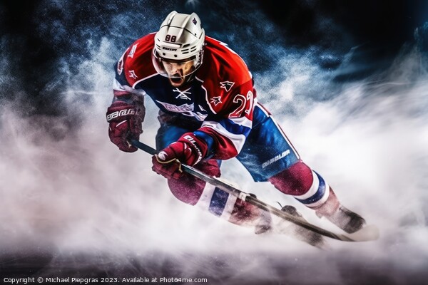 Mesmerizing ice hockey player in a cloud of exploding ice create Picture Board by Michael Piepgras