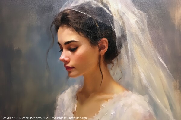 Oilpaint portrait of a bride created with generative AI technolo Picture Board by Michael Piepgras