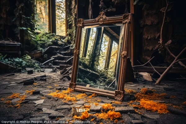 A broken mirror in a lost place created with generative AI techn Picture Board by Michael Piepgras