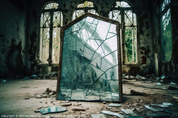A broken mirror in a lost place created with generative AI techn Picture Board by Michael Piepgras