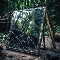Buy canvas prints of A broken mirror in a lost place created with generative AI techn by Michael Piepgras