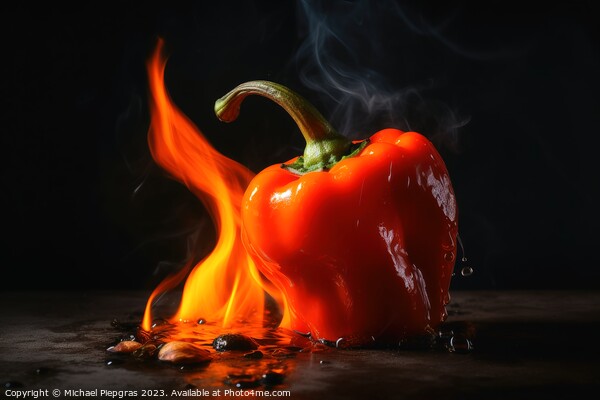 A burning hot peperoni on a dark background created with generat Picture Board by Michael Piepgras