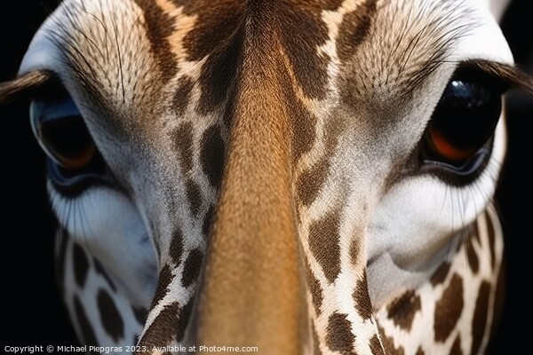 A close up portrait of mesmerizing giraffe photography created w Picture Board by Michael Piepgras