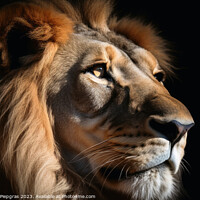 Buy canvas prints of A closeup of a male Lion on a black background created with gene by Michael Piepgras