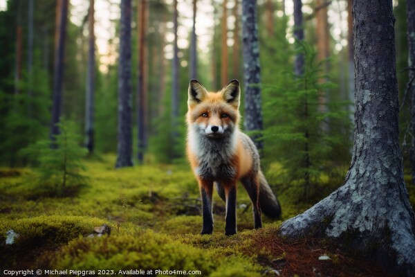 A fox in a mixed forest created with generative AI technology. Picture Board by Michael Piepgras