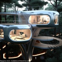 Buy canvas prints of A futuristic tree house created with generative AI technology. by Michael Piepgras