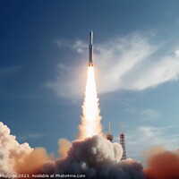 Buy canvas prints of A modern rocket launching from earth created with generative AI  by Michael Piepgras
