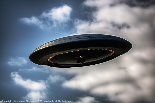 A big UFO in the sky created with generative AI technology. Picture Board by Michael Piepgras