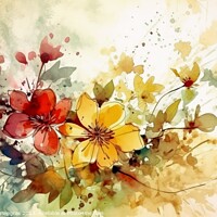 Buy canvas prints of Abstract artwork of flowers in watercolor style with a paper tex by Michael Piepgras