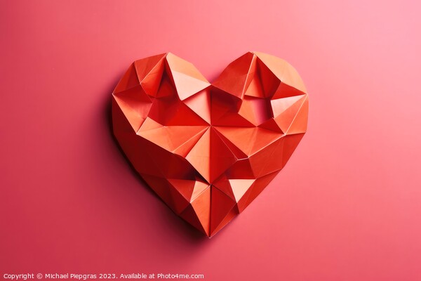 Heart shaped origami in red color created with generative AI tec Picture Board by Michael Piepgras