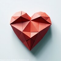 Buy canvas prints of Heart shaped origami in red color created with generative AI tec by Michael Piepgras